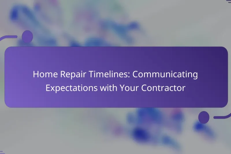 Home Repair Timelines: Communicating Expectations with Your Contractor
