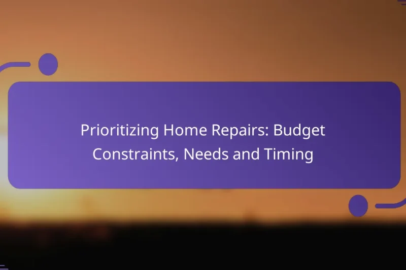 Prioritizing Home Repairs: Budget Constraints, Needs and Timing