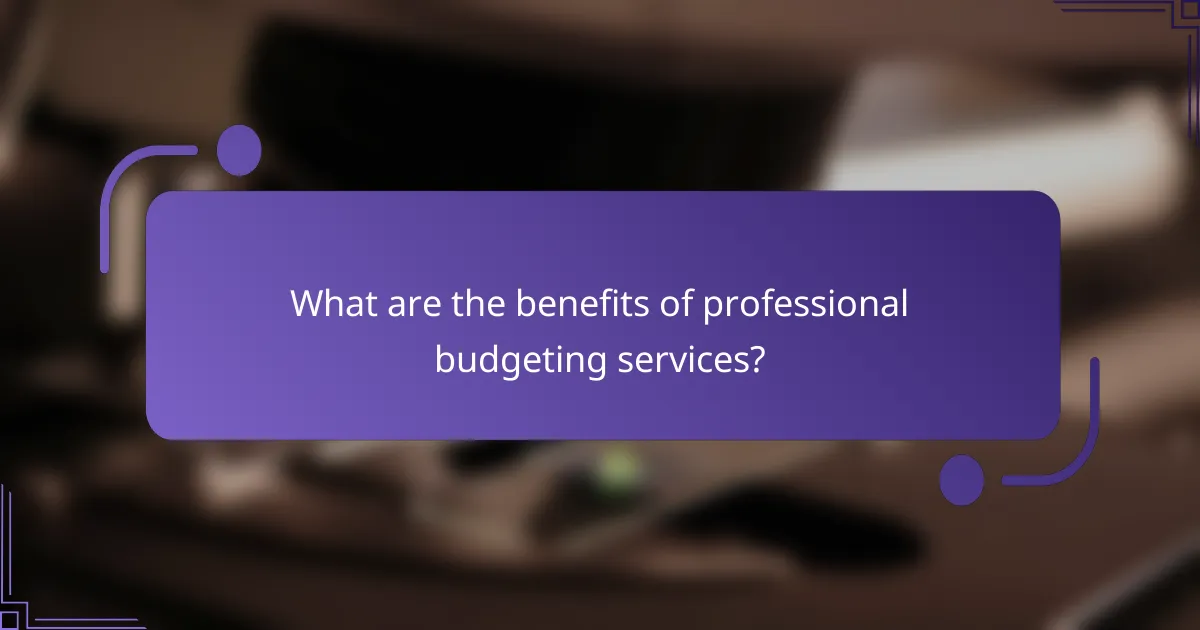 What are the benefits of professional budgeting services?